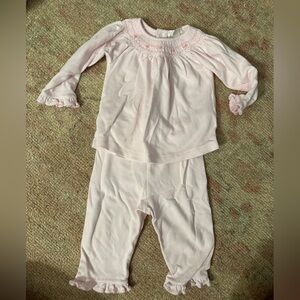 Kissy kissy smocked pink set size 6-9 months